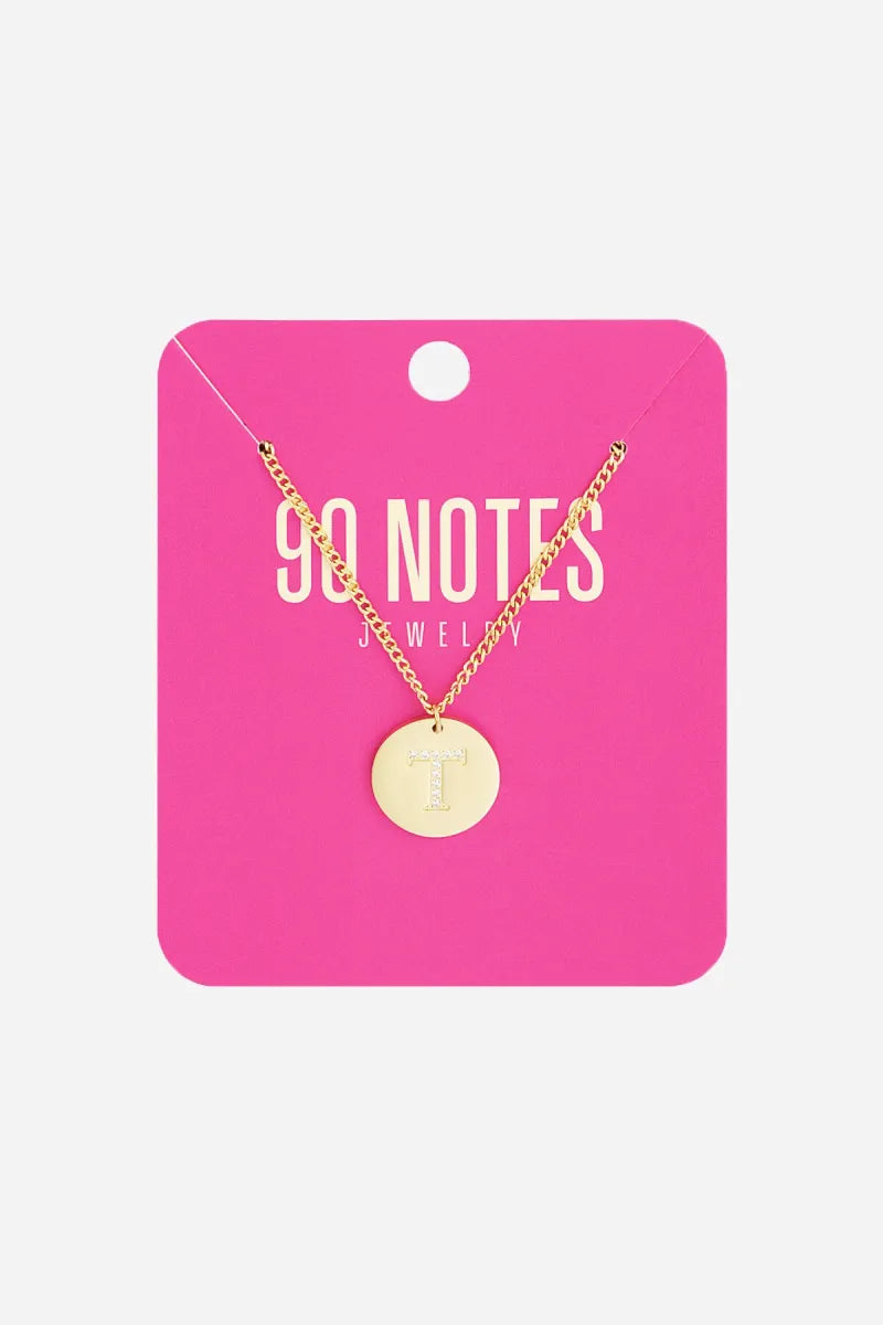  90 NOTES - strass initiaal ketting - goud