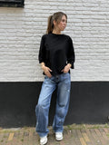  Damaged barrel jeans 3837 - donkerblauw