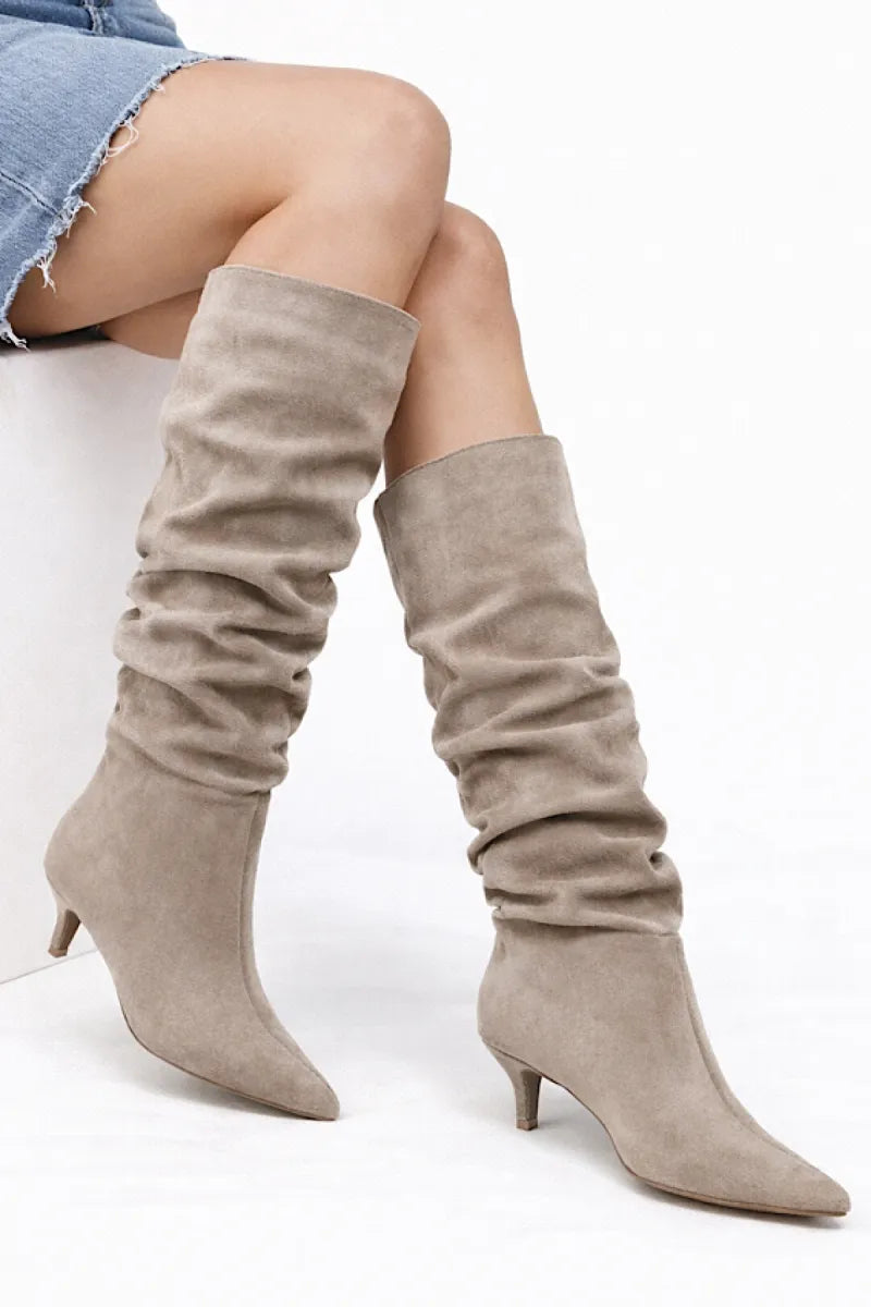  Slouchy punt laarzen - taupe