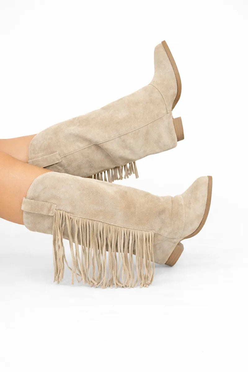  Cowboy laarzen met fringe - taupe