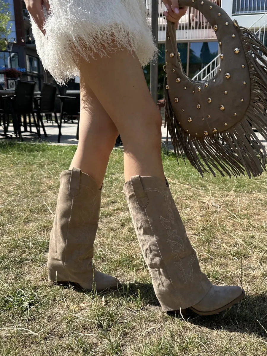  Bestseller overlay laarzen - taupe
