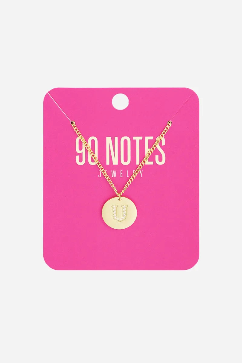  90 NOTES - strass initiaal ketting - goud