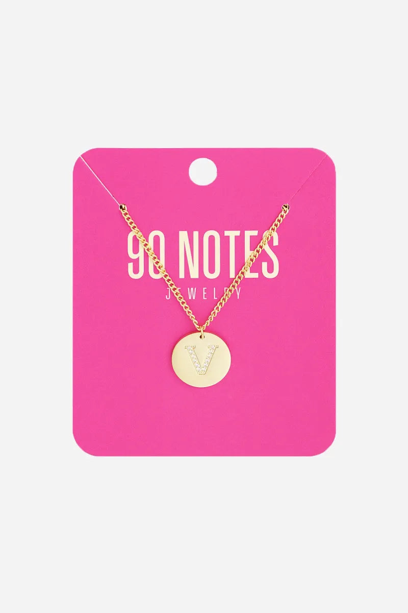  90 NOTES - strass initiaal ketting - goud