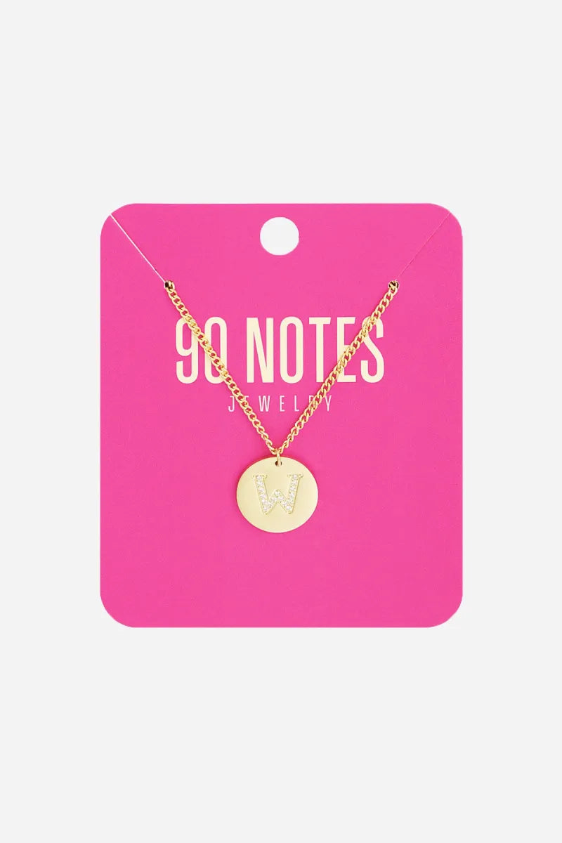  90 NOTES - strass initiaal ketting - goud