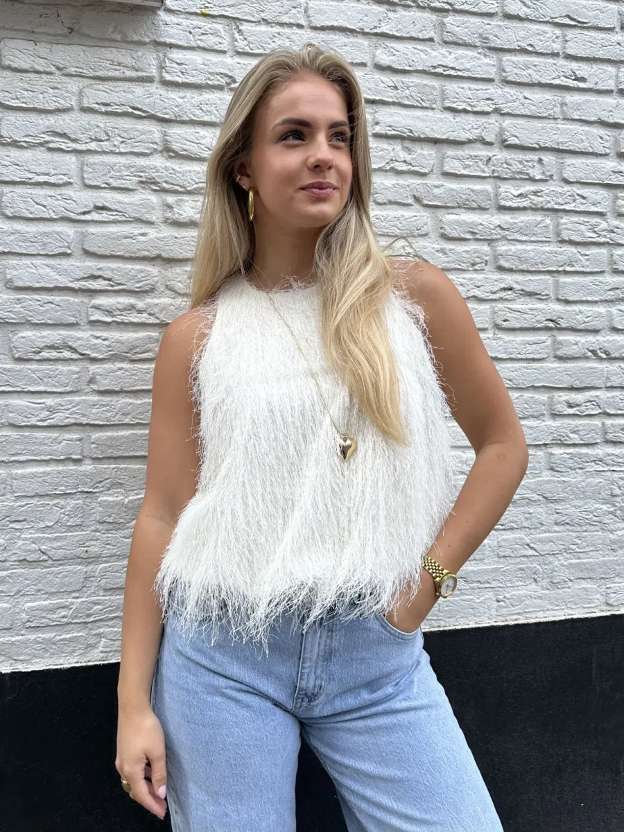  Fluffy topje Lulu - ecru