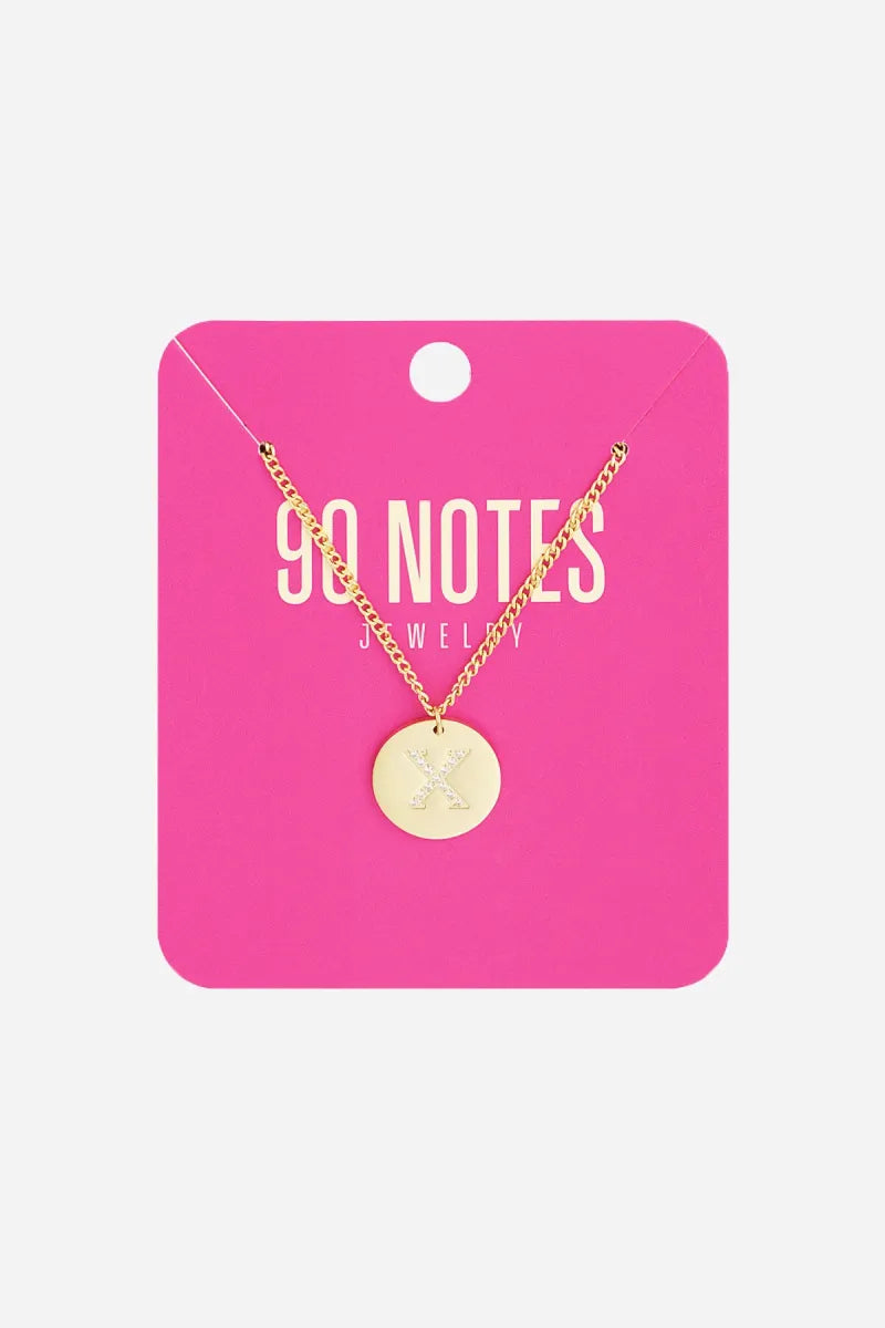  90 NOTES - strass initiaal ketting - goud