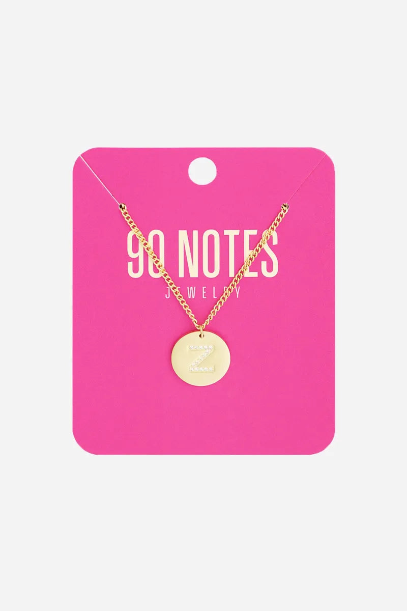  90 NOTES - strass initiaal ketting - goud
