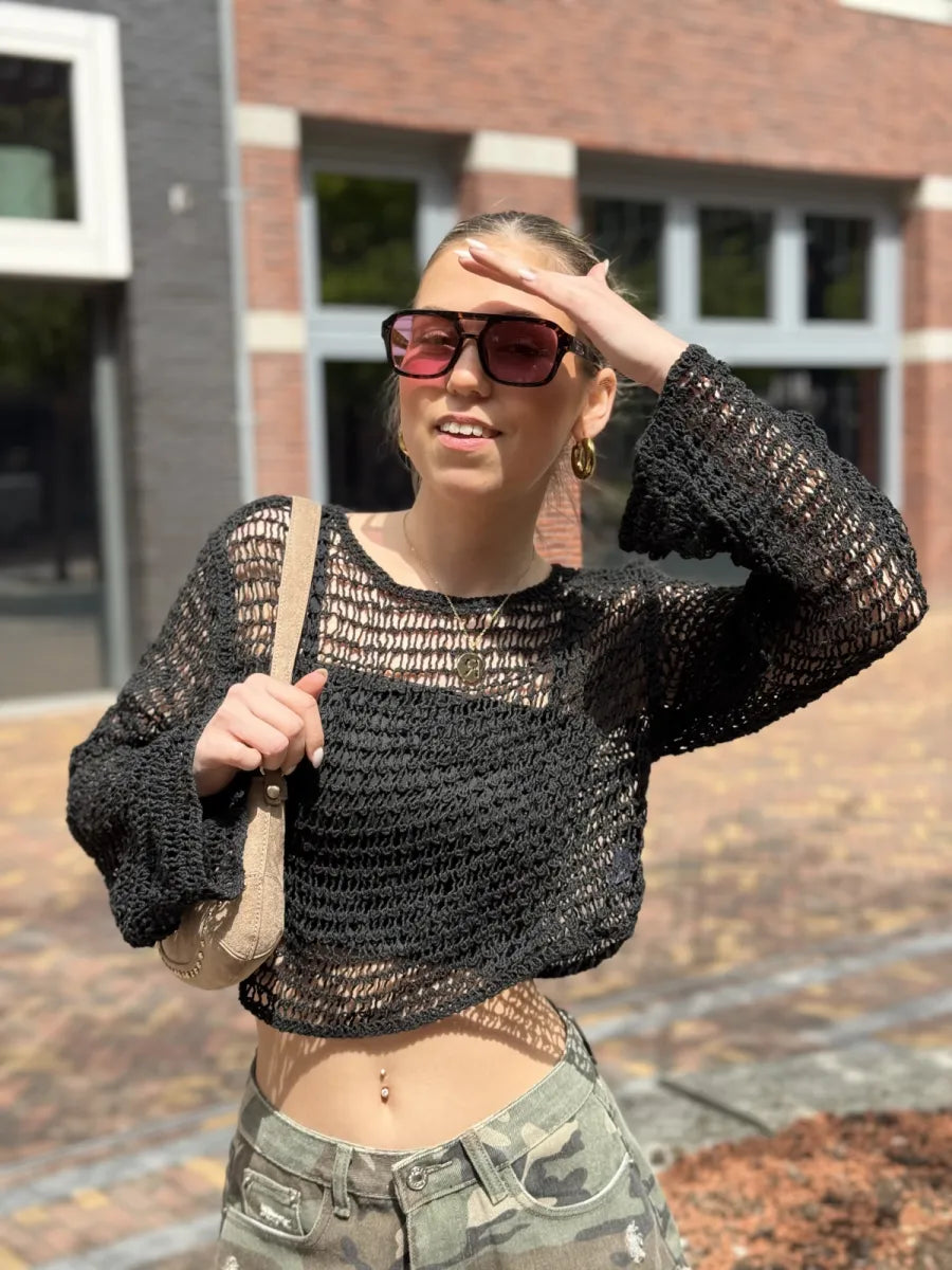  Zwart gehaakte top