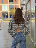  Longsleeve met overslag - zwart/ wit