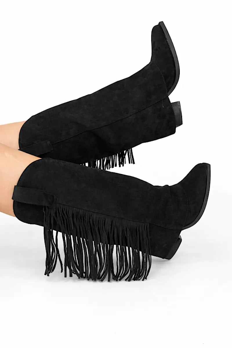  Cowboy laarzen met fringe - zwart