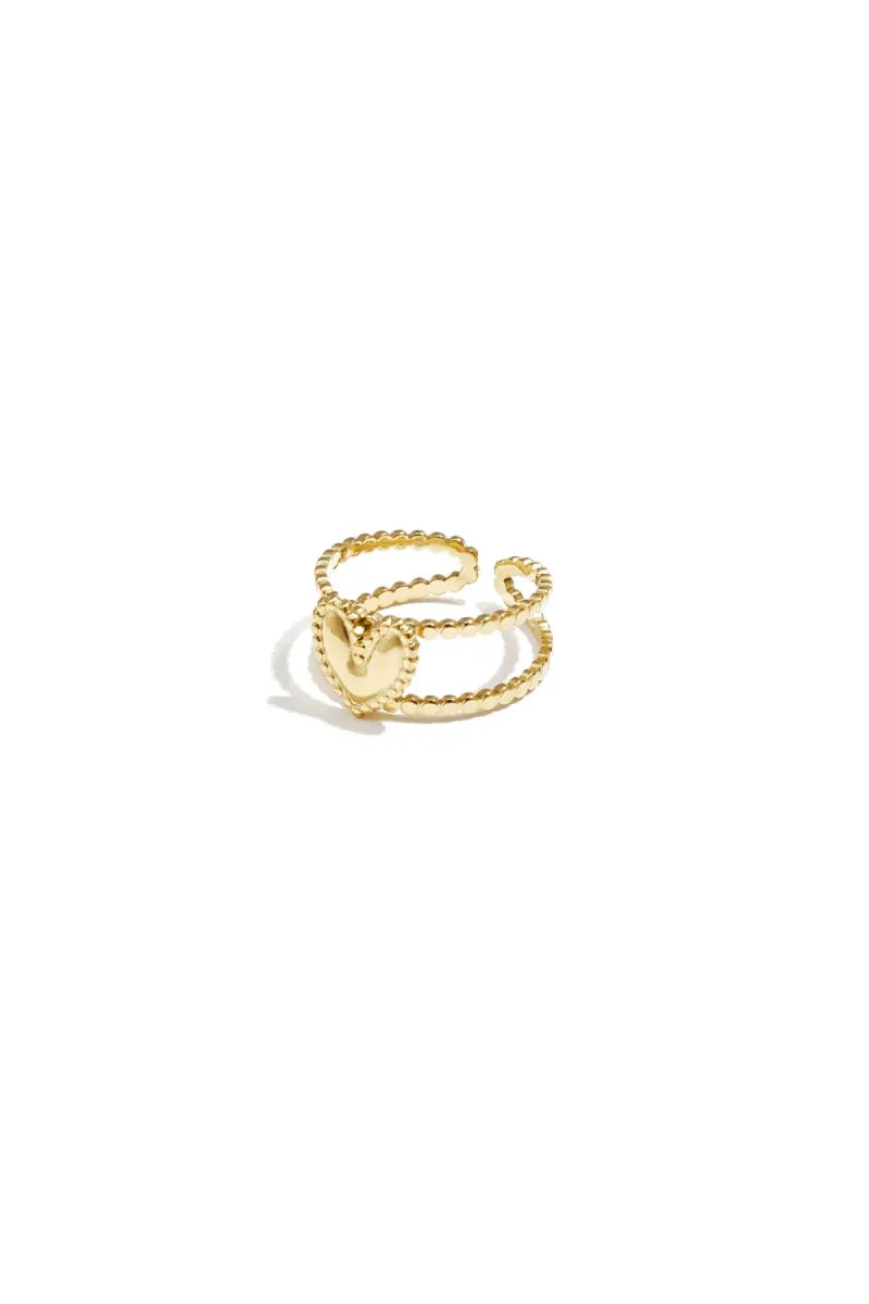  Dubbele ring met hart - goud