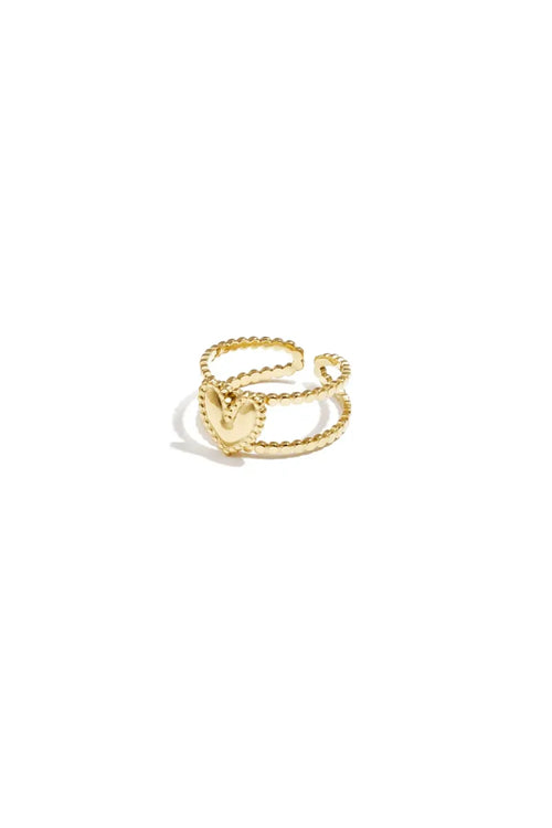  Dubbele ring met hart - goud