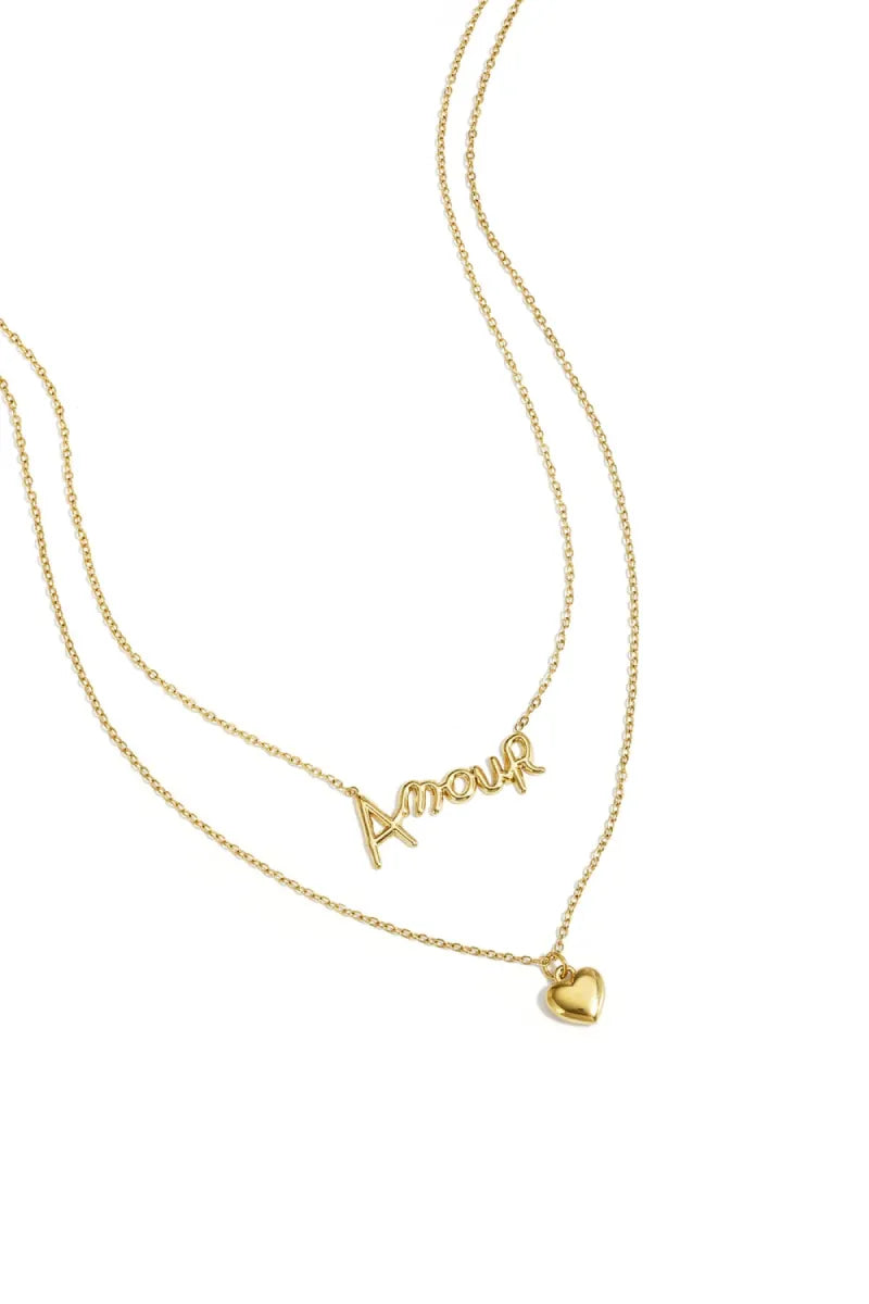  Gelaagde ketting amour met hart - goud
