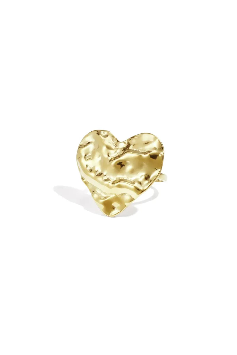  Statement ring gestructureerd hart - goud