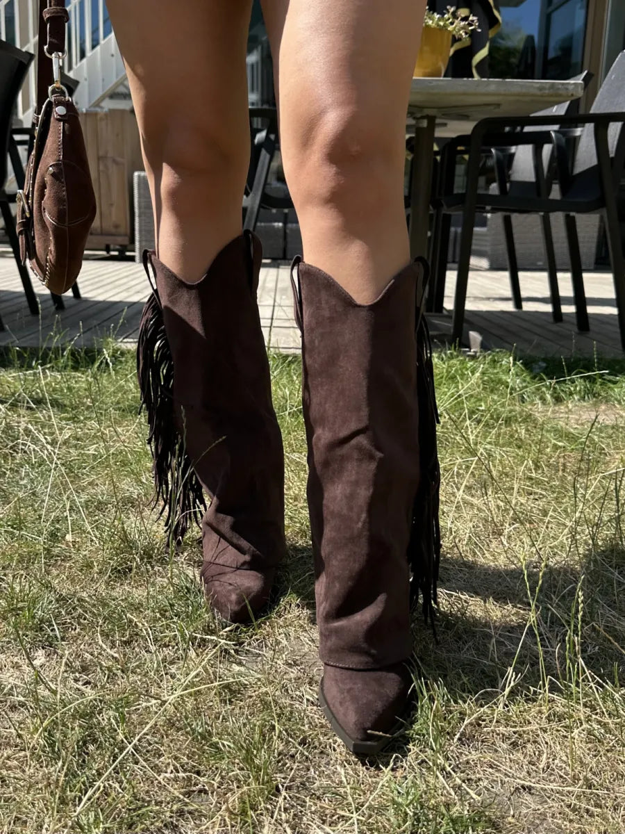  Cowboy laarzen met fringe - bruin