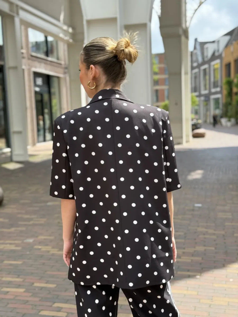  Polka dot boxy blazer Nori - zwart