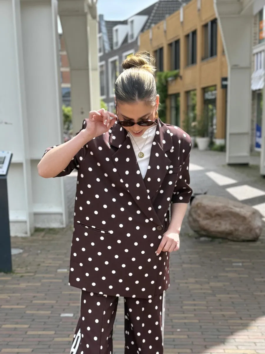  Polka dot boxy blazer Nori - bruin