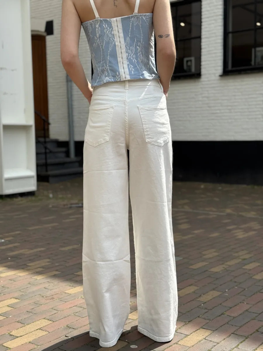  Wide leg high waist jeans 9135-7 - wit