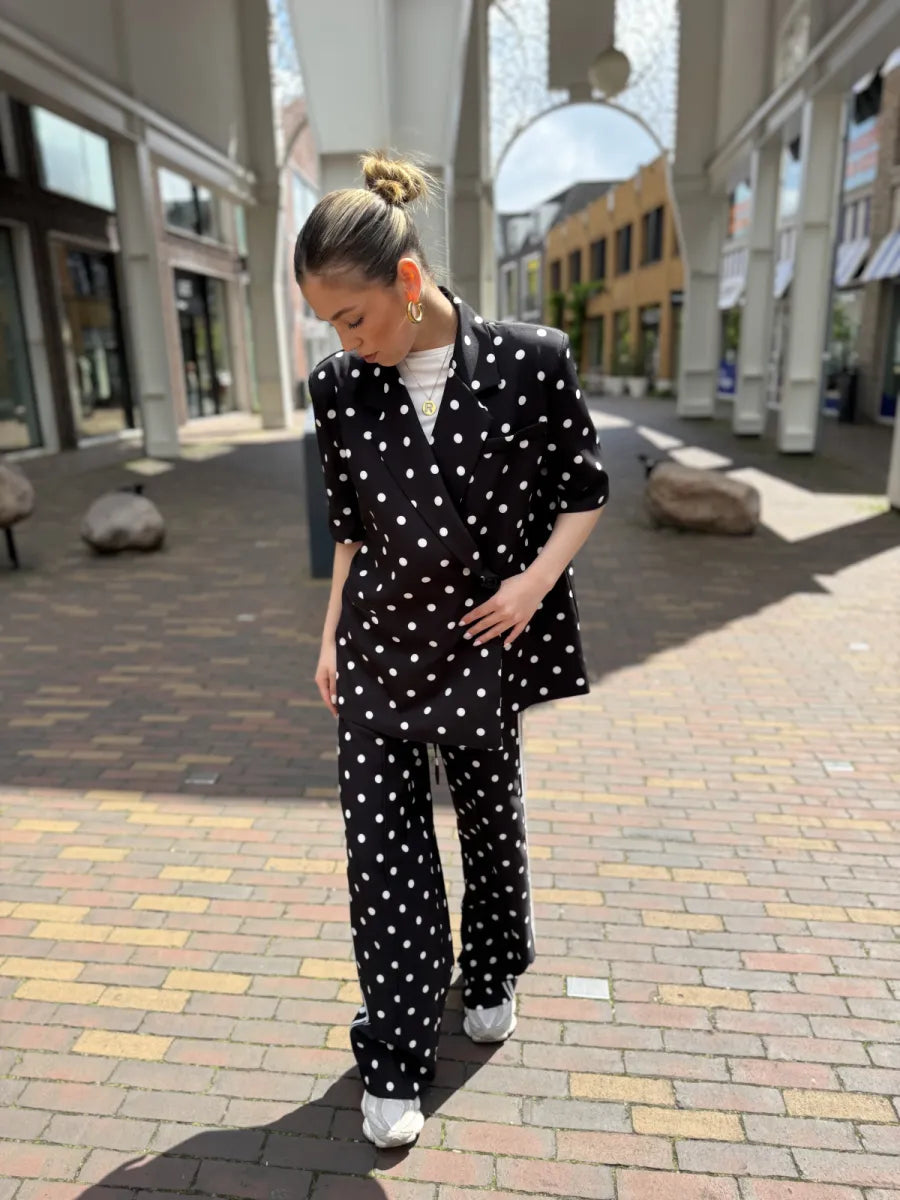  Polka dot wide leg Novi - zwart