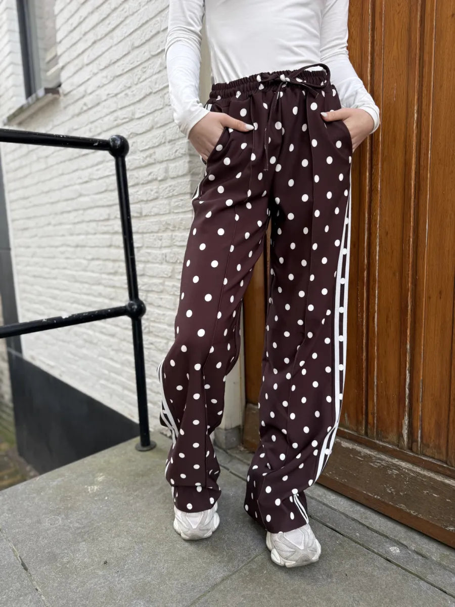  Polka dot wide leg Novi - bruin