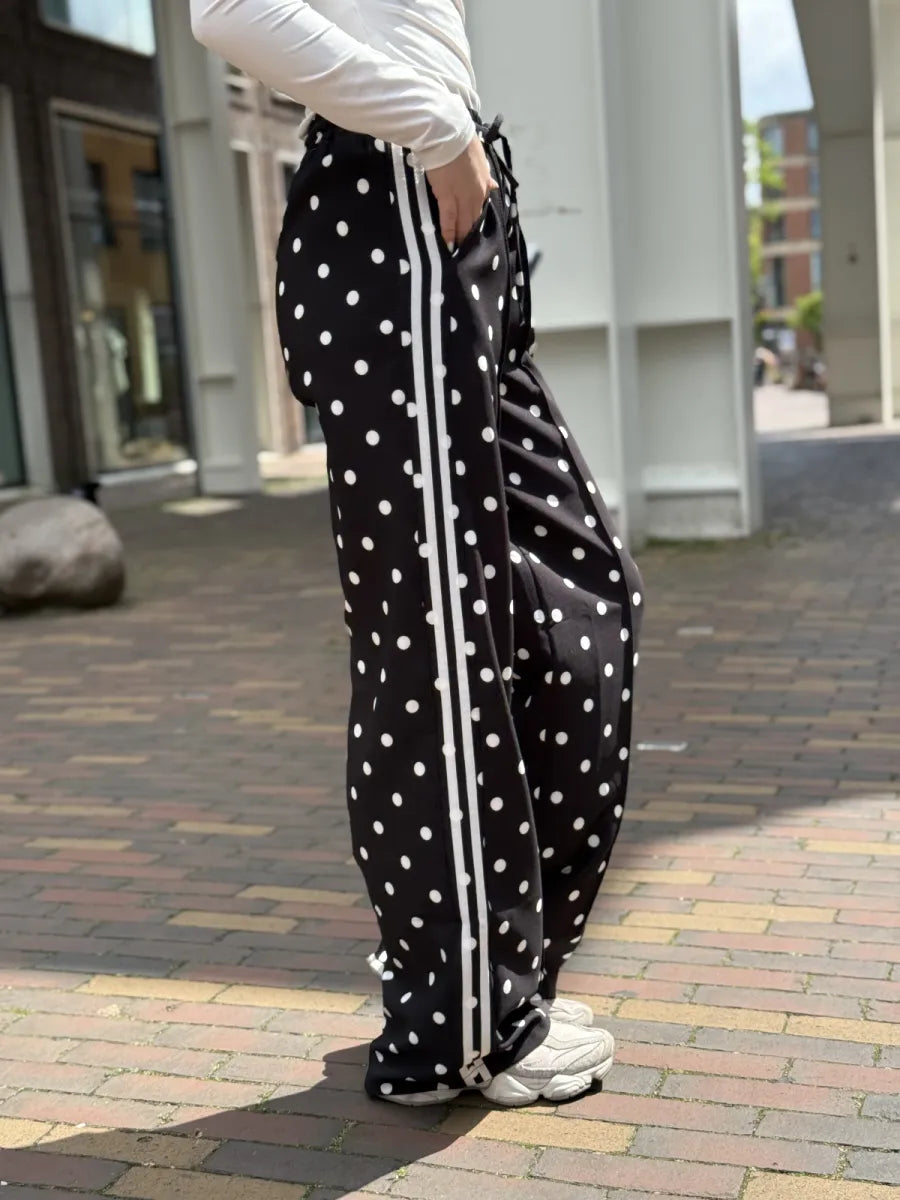  Polka dot wide leg Novi - zwart
