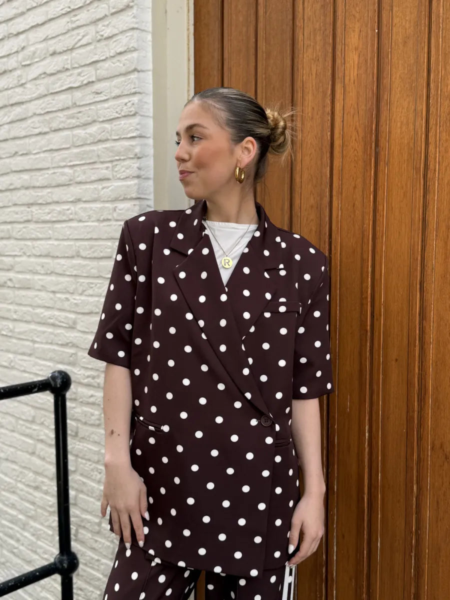  Polka dot boxy blazer Nori - bruin