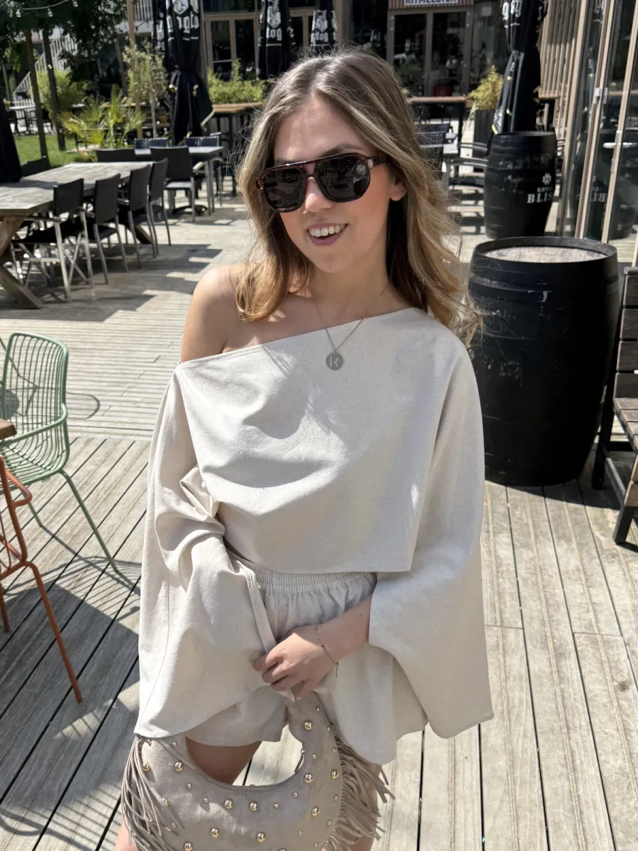  The linen club festive top - ecru