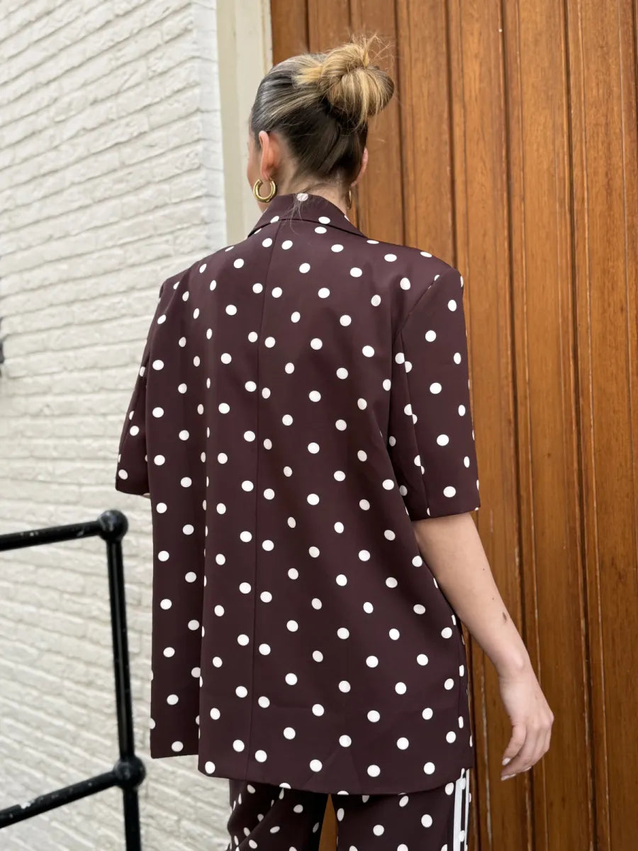  Polka dot boxy blazer Nori - bruin