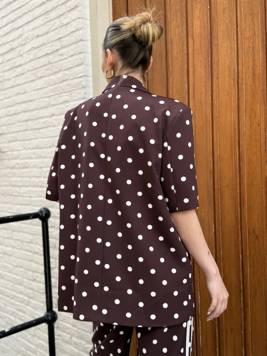  Polka dot boxy blazer Nori - bruin