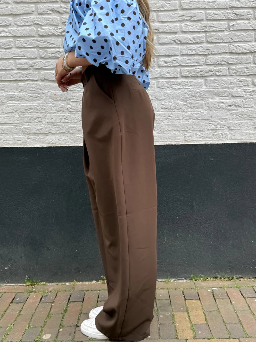  ZM - broek met plooien Nayla - bruin