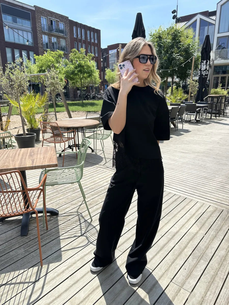  ZM - the linen club broek - zwart