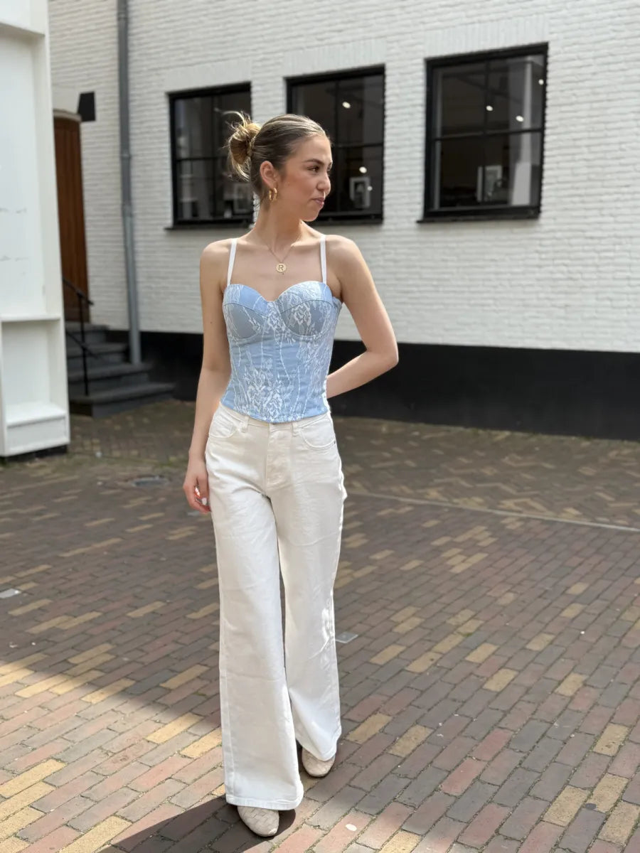  Wide leg high waist jeans 9135-7 - wit