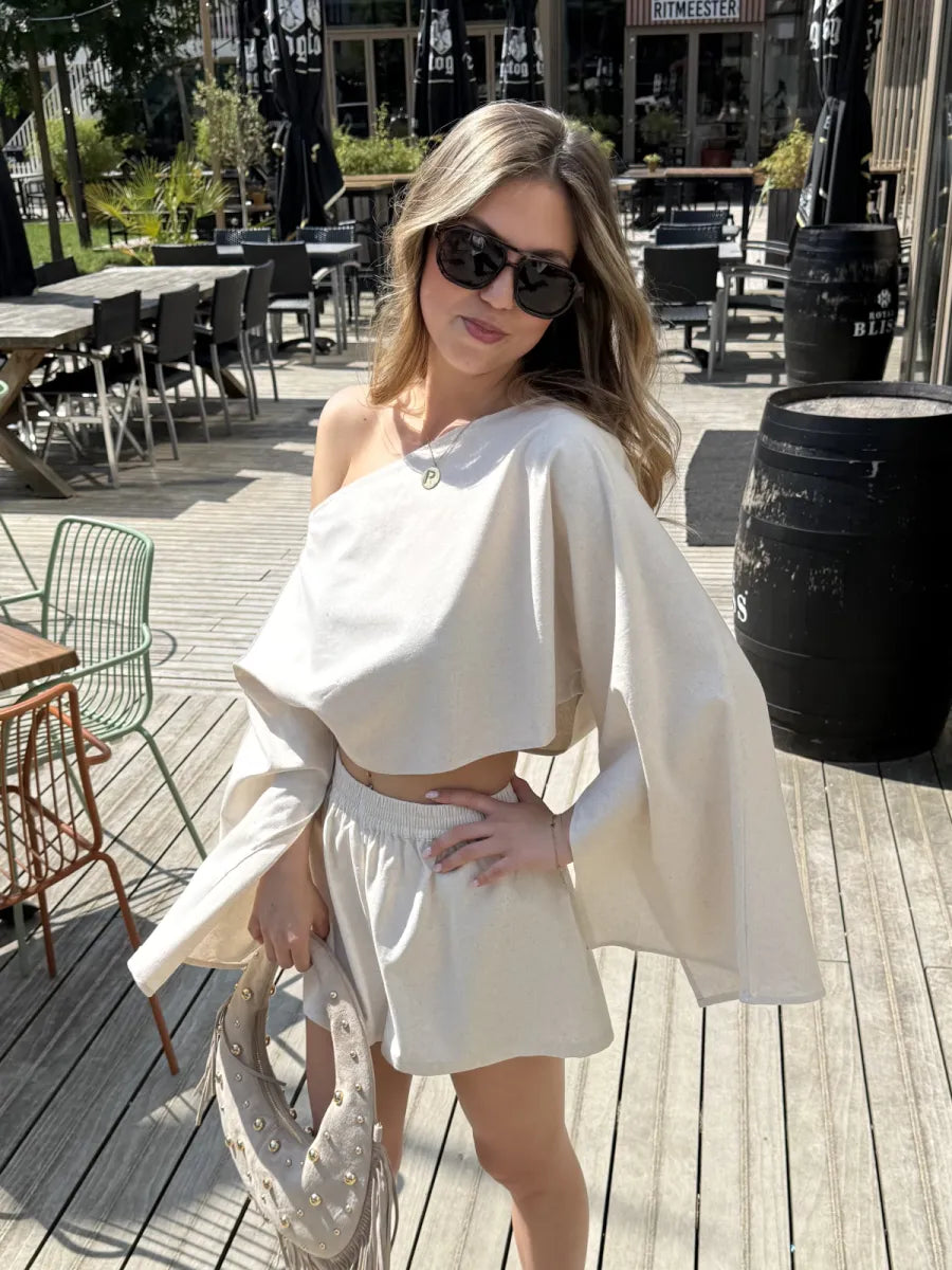  The linen club festive top - ecru