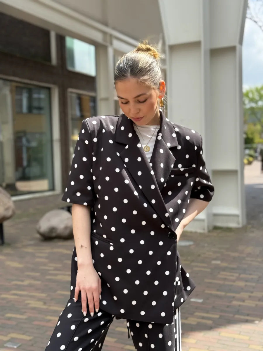  Polka dot boxy blazer Nori - zwart