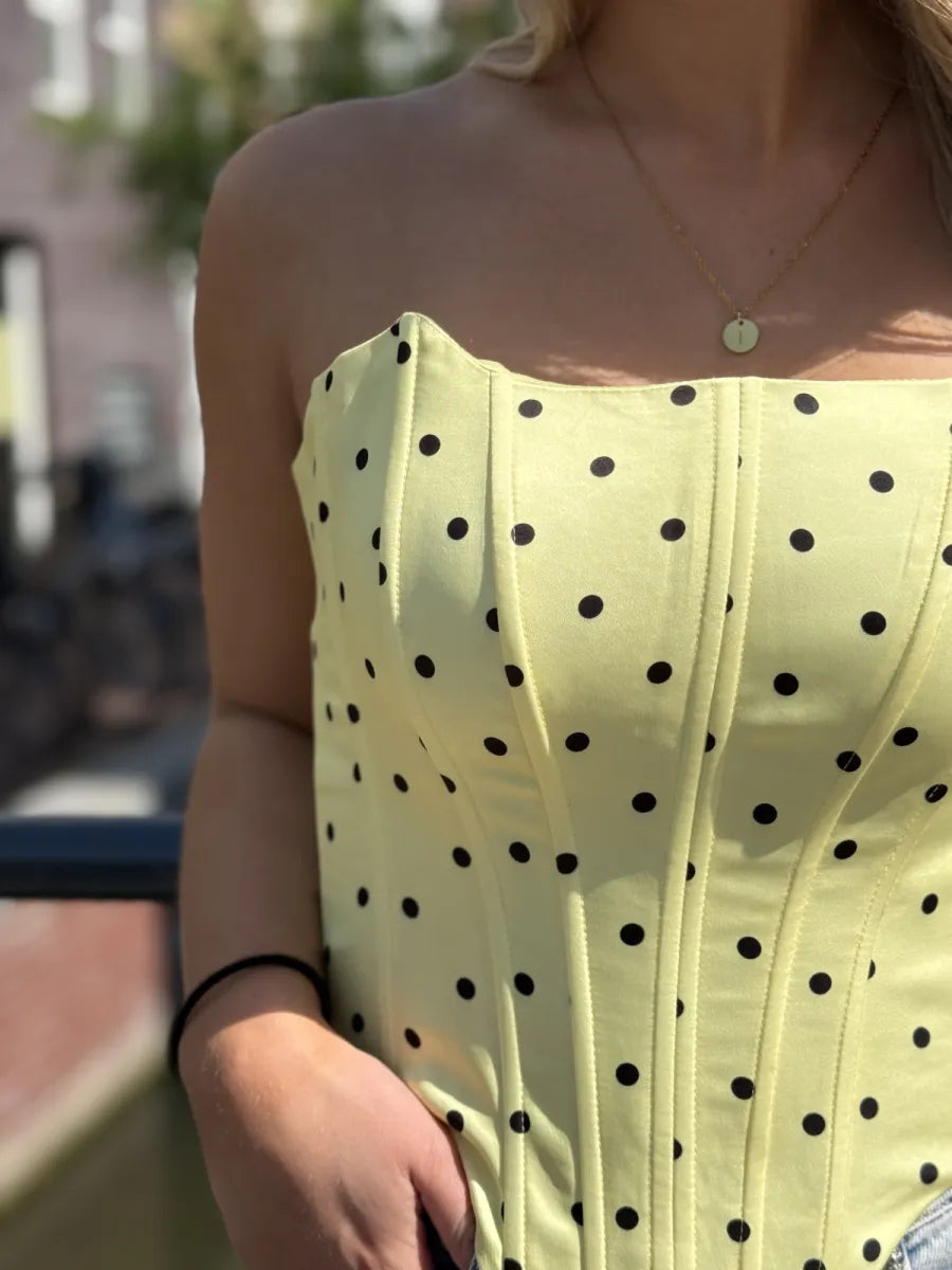  Polkadot corset Livia - geel
