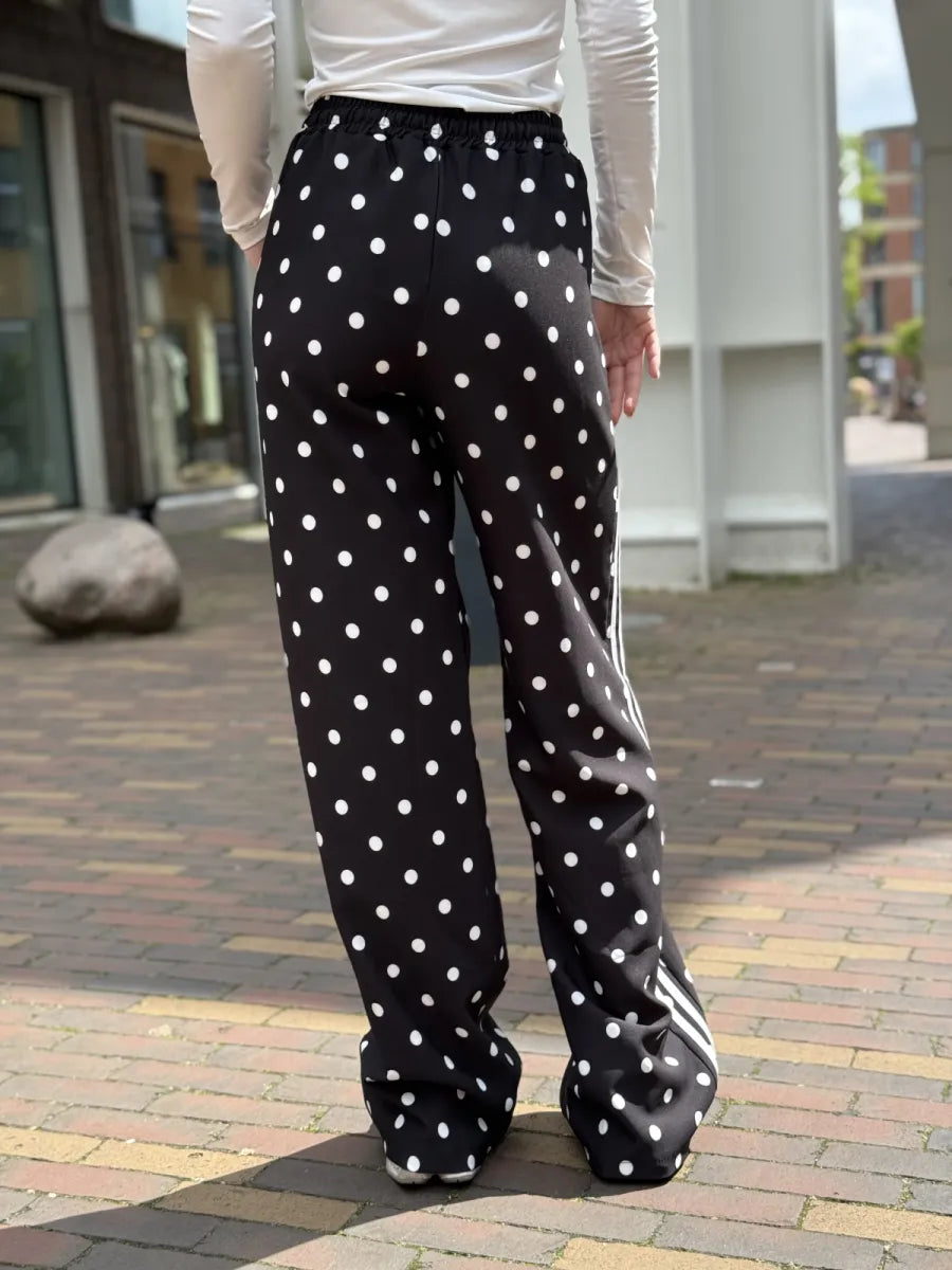  Polka dot wide leg Novi - zwart
