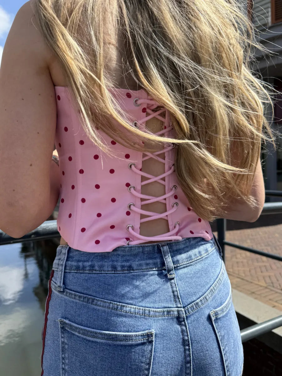  Polkadot corset Livia - roze