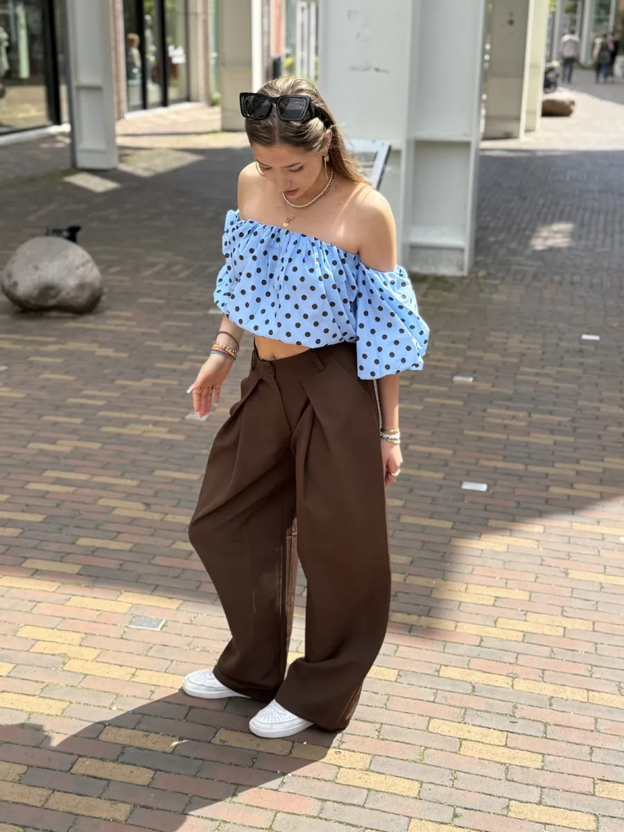 ZM - broek met plooien Nayla - bruin