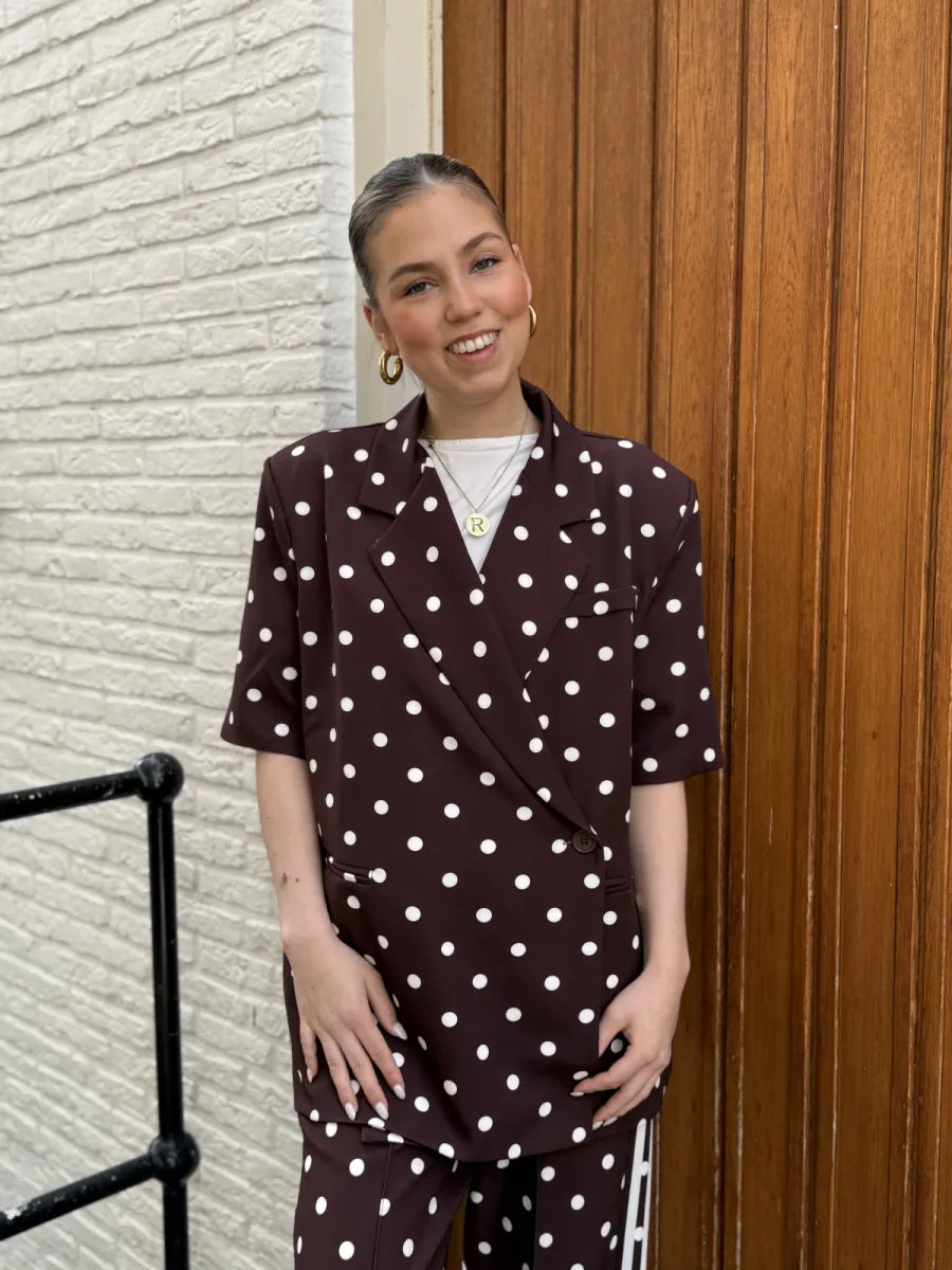  Polka dot boxy blazer Nori - bruin