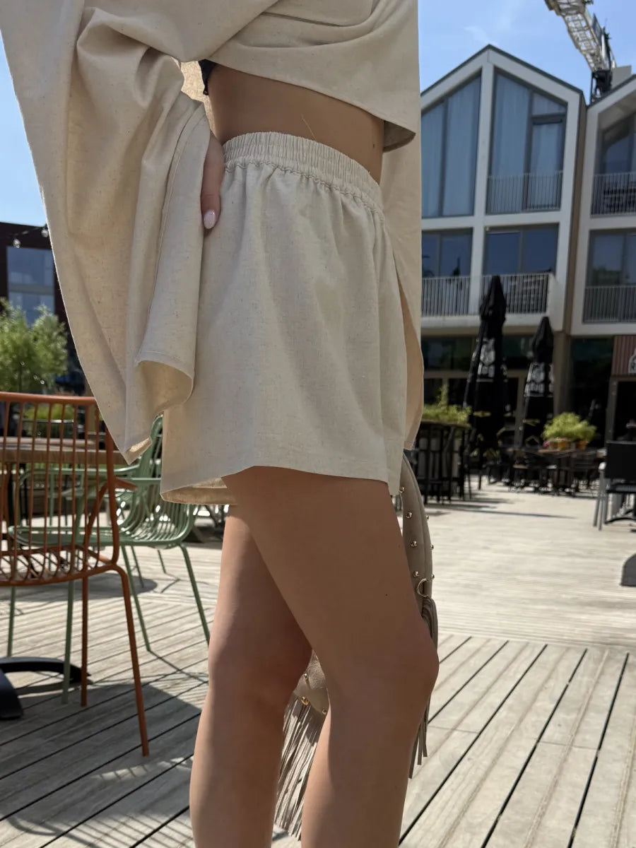  ZM - the linen club short - ecru