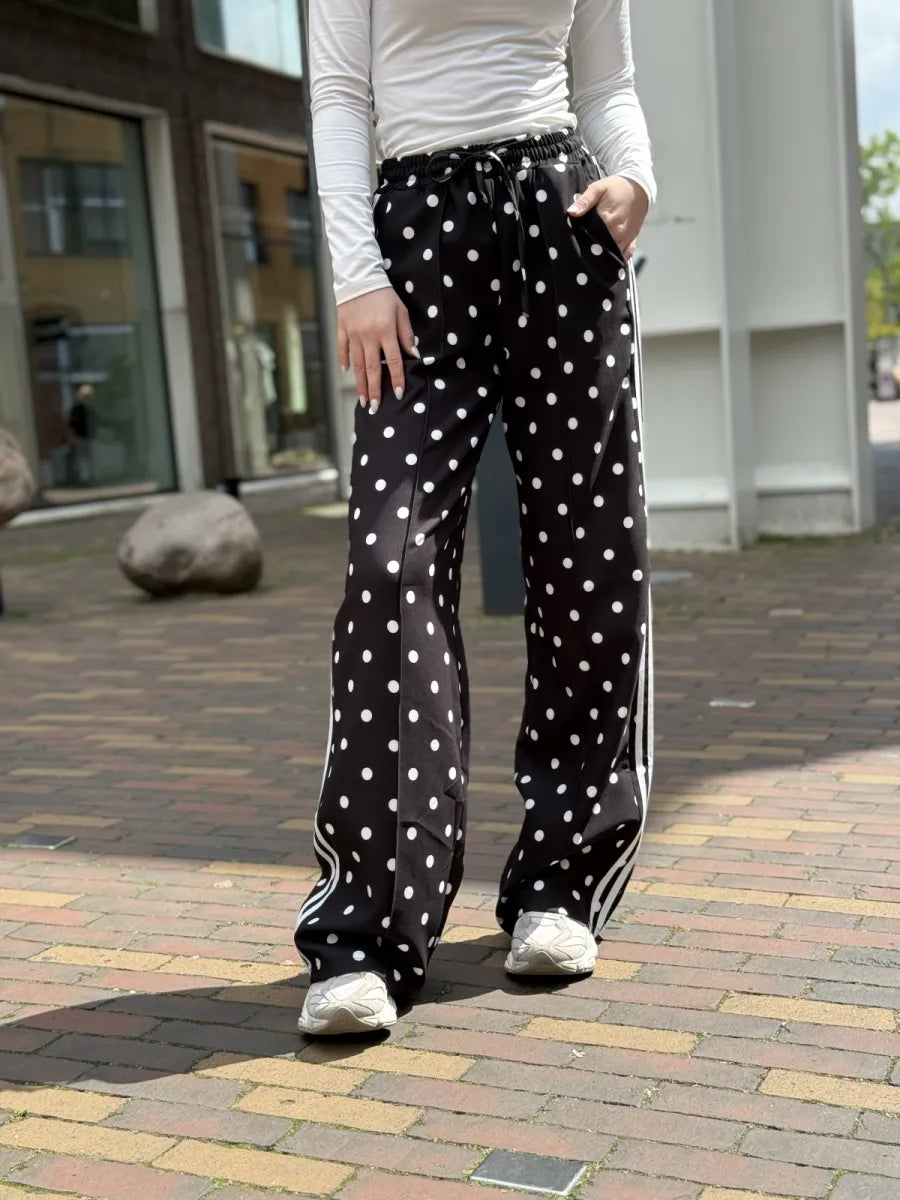  Polka dot wide leg Novi - zwart