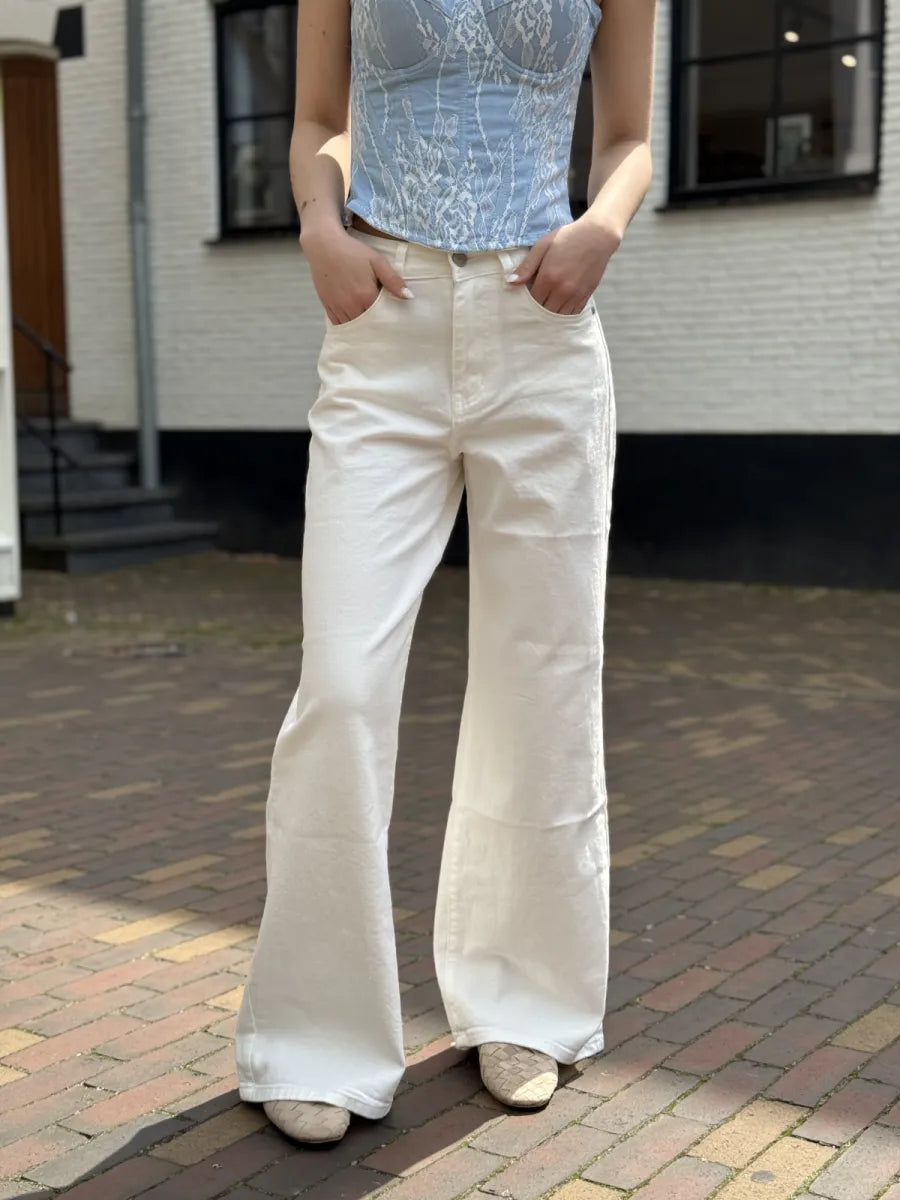  Wide leg high waist jeans 9135-7 - wit
