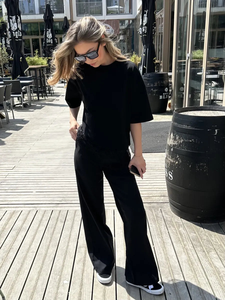  ZM - the linen club broek - zwart