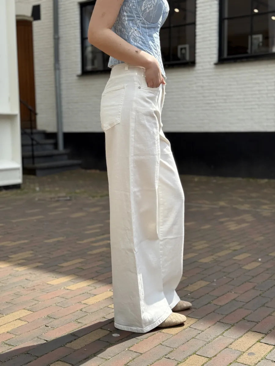  Wide leg high waist jeans 9135-7 - wit