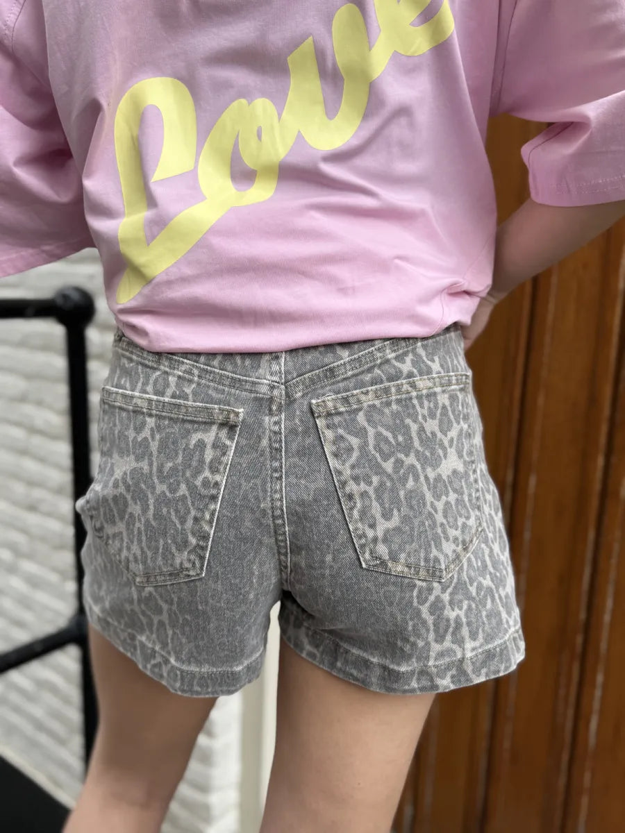  Short met leopard print 3598 - taupe