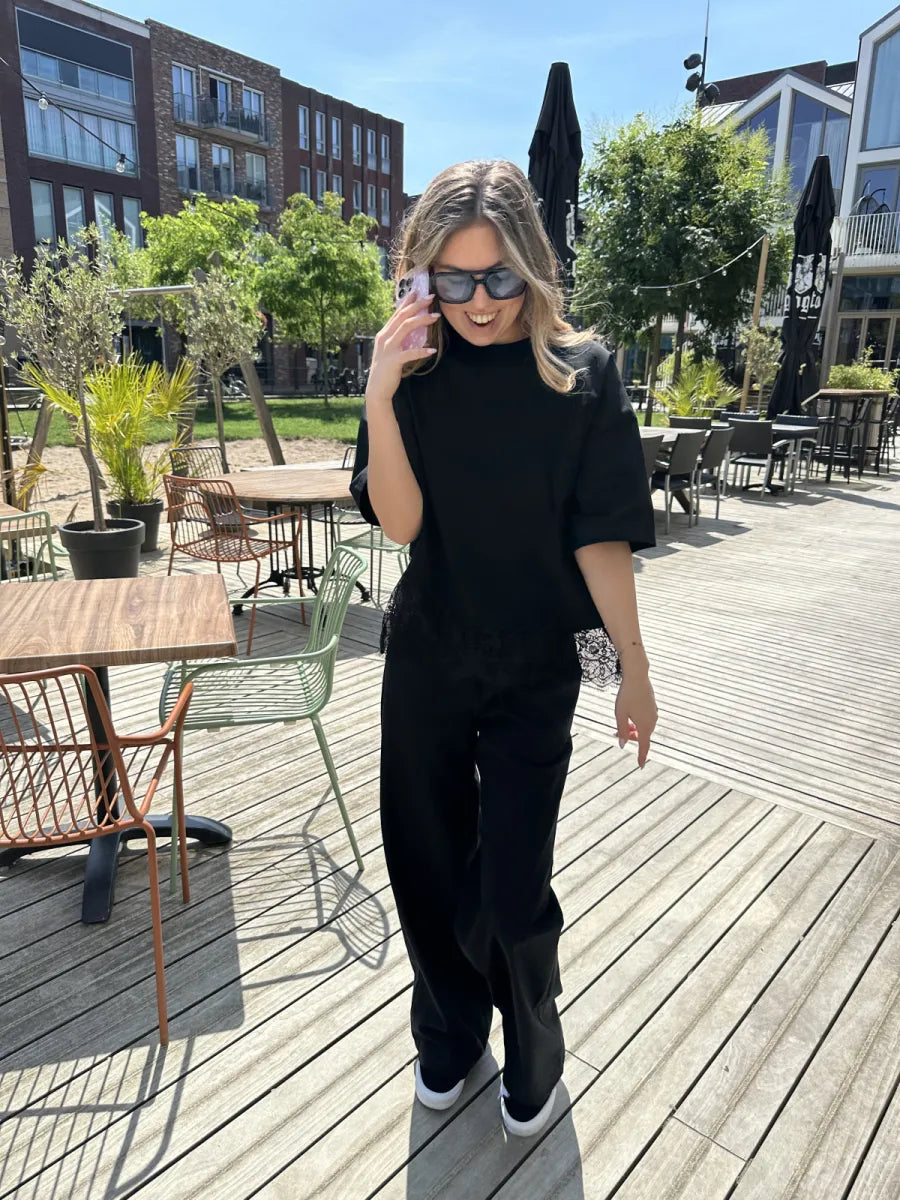  ZM - the linen club broek - zwart
