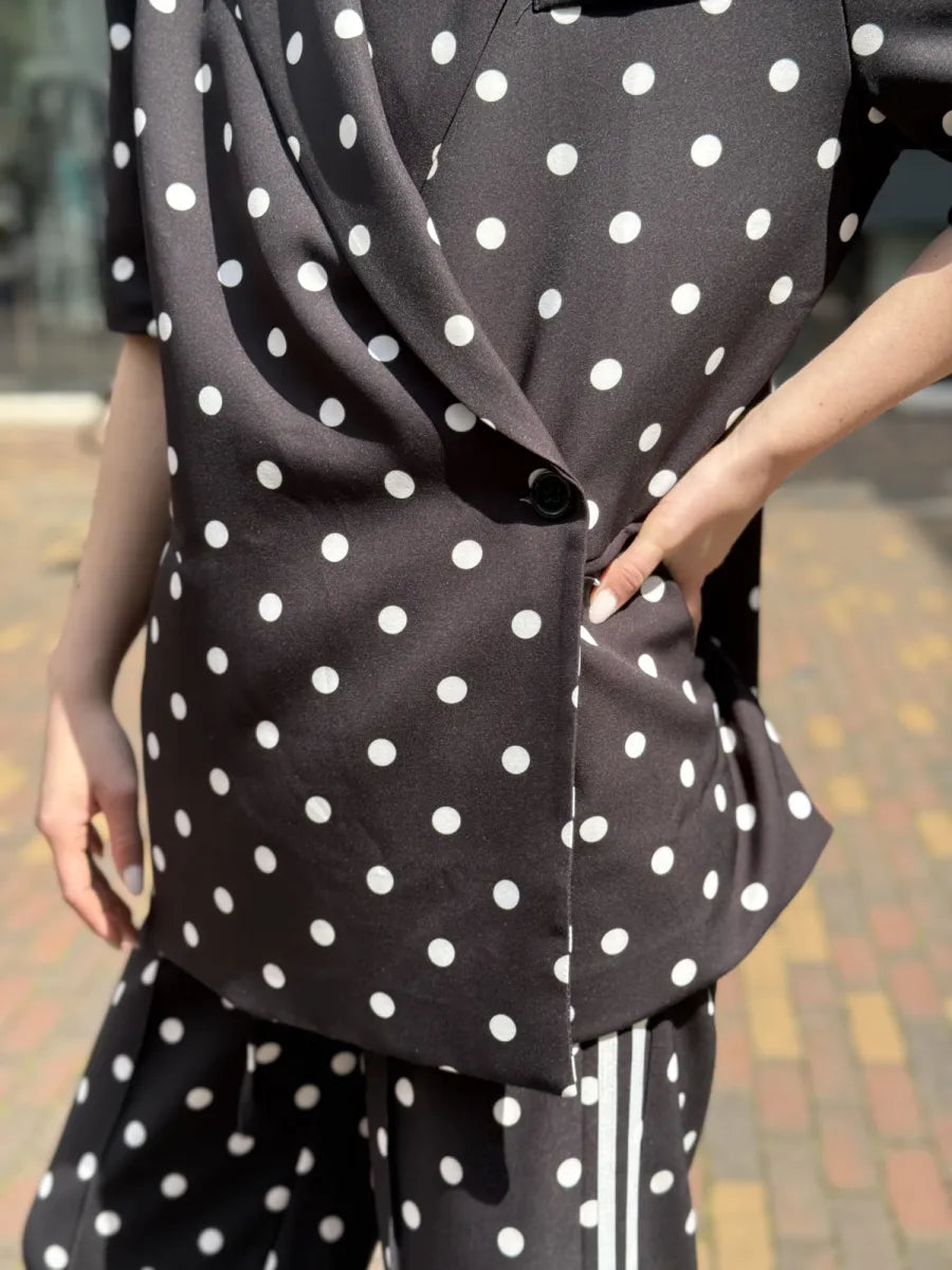  Polka dot boxy blazer Nori - zwart
