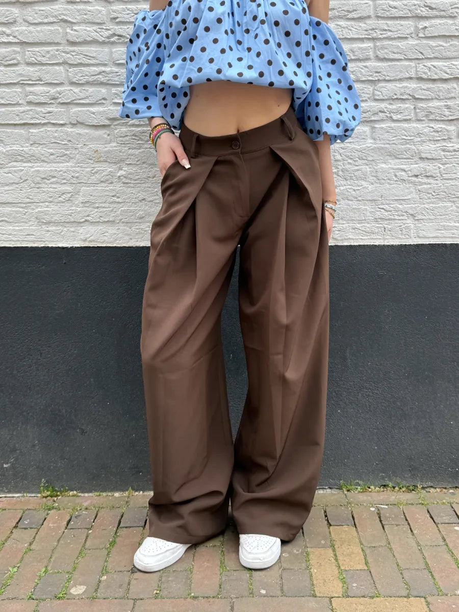  ZM - broek met plooien Nayla - bruin