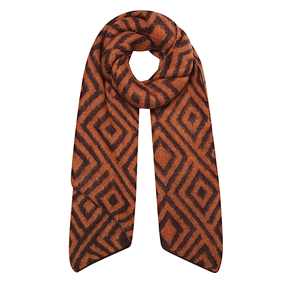Bruine sjaal met ruitvorm print
