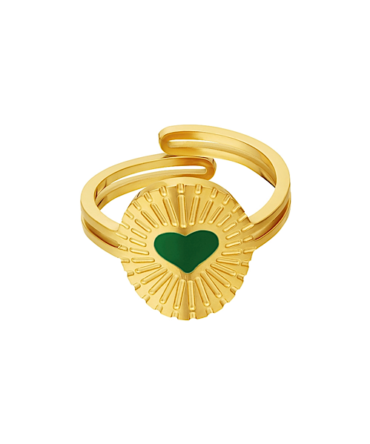 Gouden ring met groen hartje